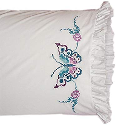 LG. BTRFLY-PILLOWCASE RUFFLE ED - Fairway Needlecraft